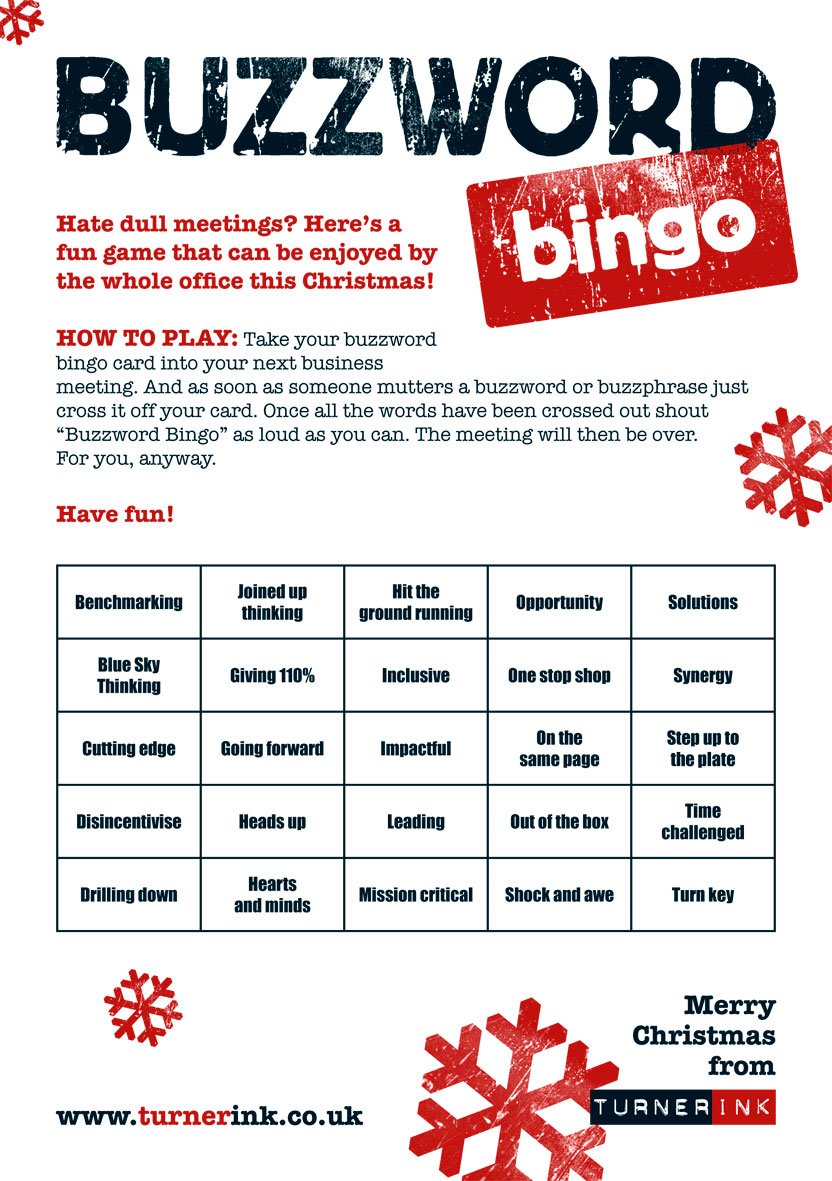 Buzzword Bingo Christmas card from Turner Ink 