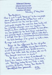 Ed Davey MP letter 